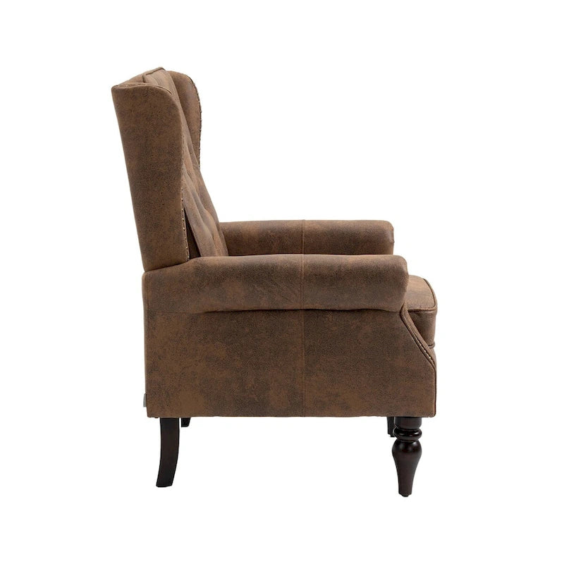 Fauteuil d'appoint individuel en tonneau avec cadre en bois – Noir / Marron / Caramel / Café