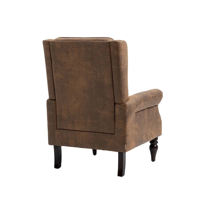 Fauteuil d'appoint individuel en tonneau avec cadre en bois – Noir / Marron / Caramel / Café