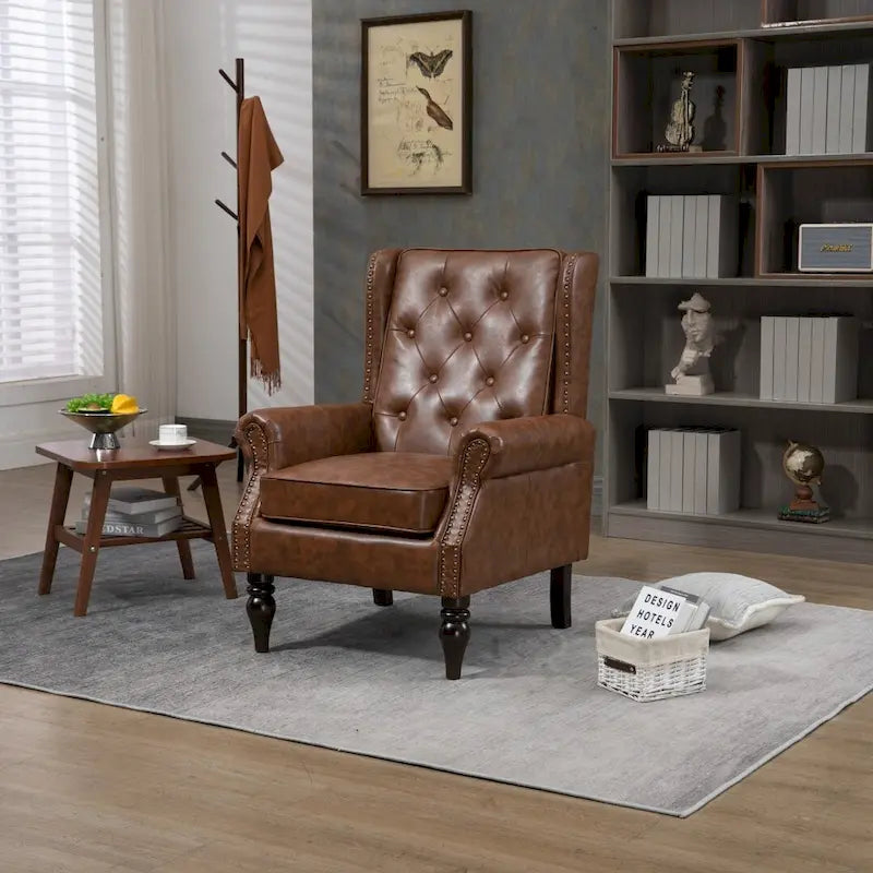 Fauteuil d'appoint individuel en tonneau avec cadre en bois – Noir / Marron / Caramel / Café