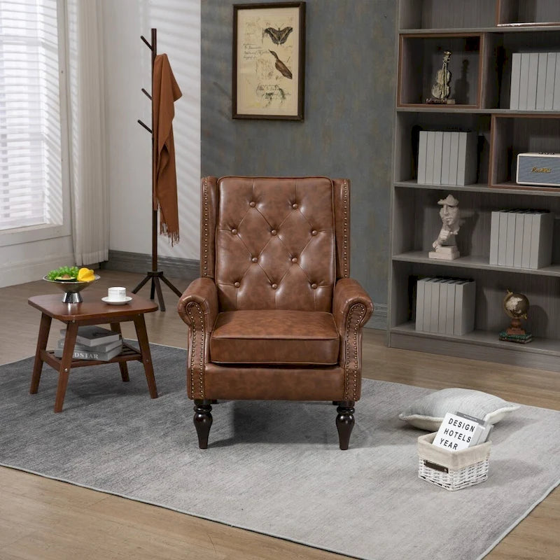 Fauteuil d'appoint individuel en tonneau avec cadre en bois – Noir / Marron / Caramel / Café