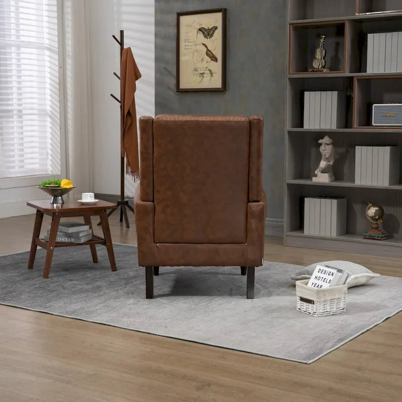 Fauteuil d'appoint individuel en tonneau avec cadre en bois – Noir / Marron / Caramel / Café