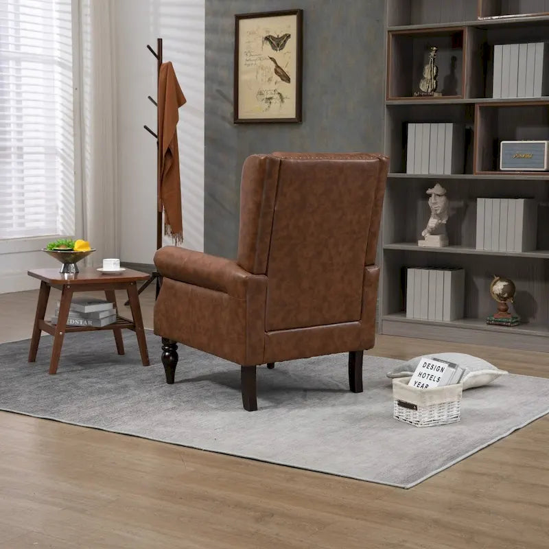Fauteuil d'appoint individuel en tonneau avec cadre en bois – Noir / Marron / Caramel / Café