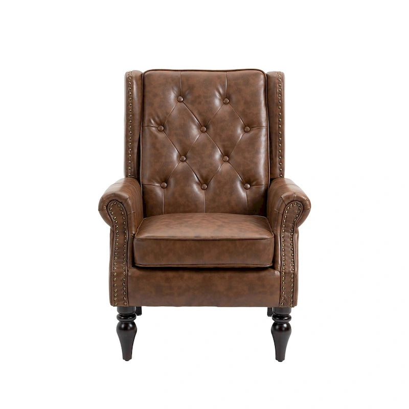 Fauteuil d'appoint individuel en tonneau avec cadre en bois – Noir / Marron / Caramel / Café