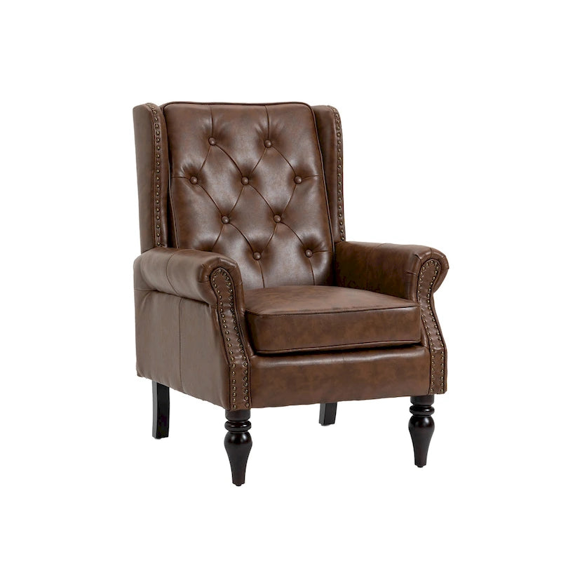 Fauteuil d'appoint individuel en tonneau avec cadre en bois – Noir / Marron / Caramel / Café
