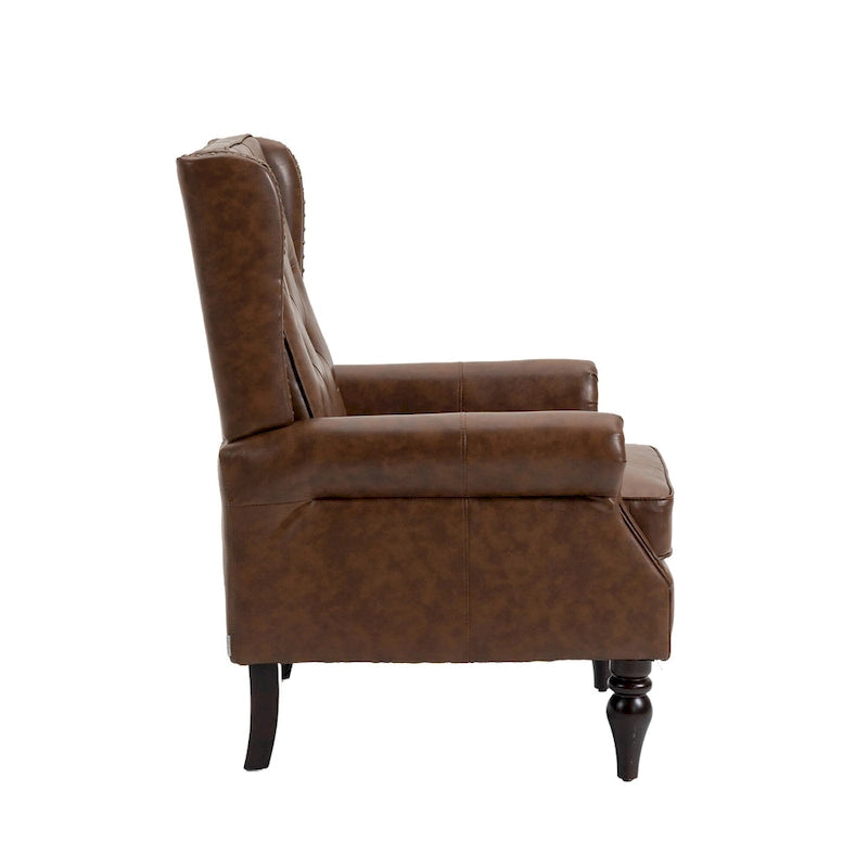 Fauteuil d'appoint individuel en tonneau avec cadre en bois – Noir / Marron / Caramel / Café