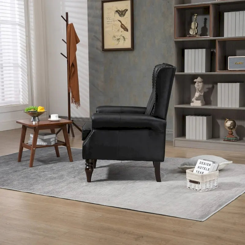 Fauteuil d'appoint individuel en tonneau avec cadre en bois – Noir / Marron / Caramel / Café