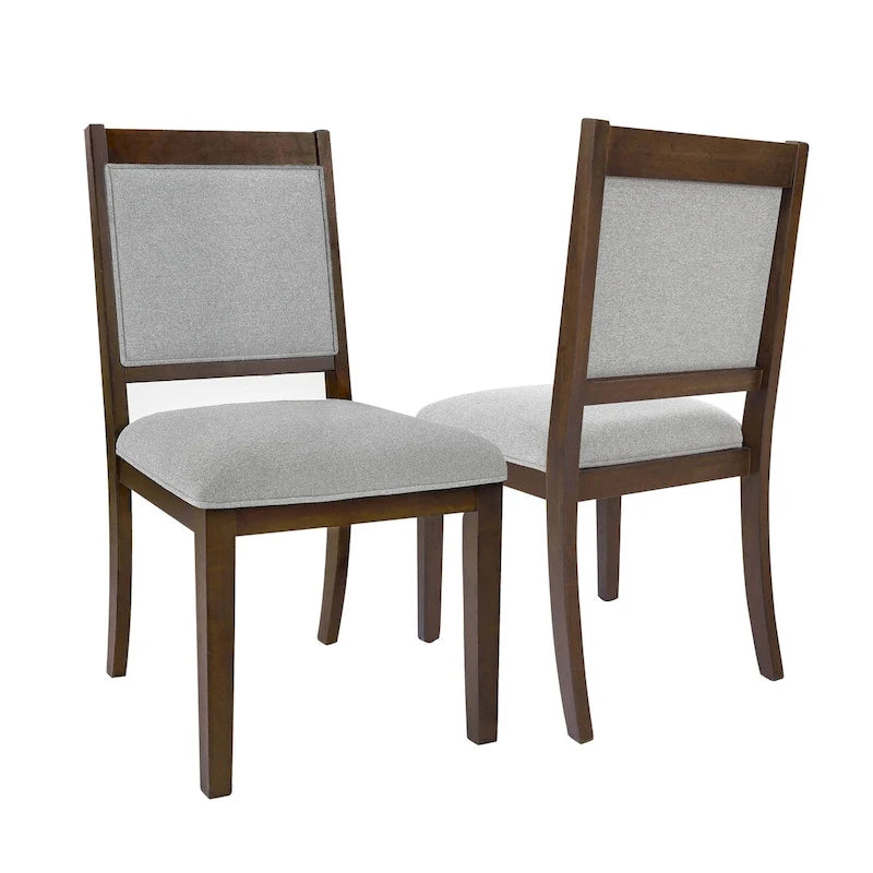 Chaise de salle à manger à dossier ouvert, tissage gris/neutre, lot de 2