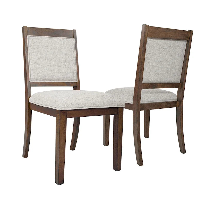 Chaise de salle à manger à dossier ouvert, tissage gris/neutre, lot de 2