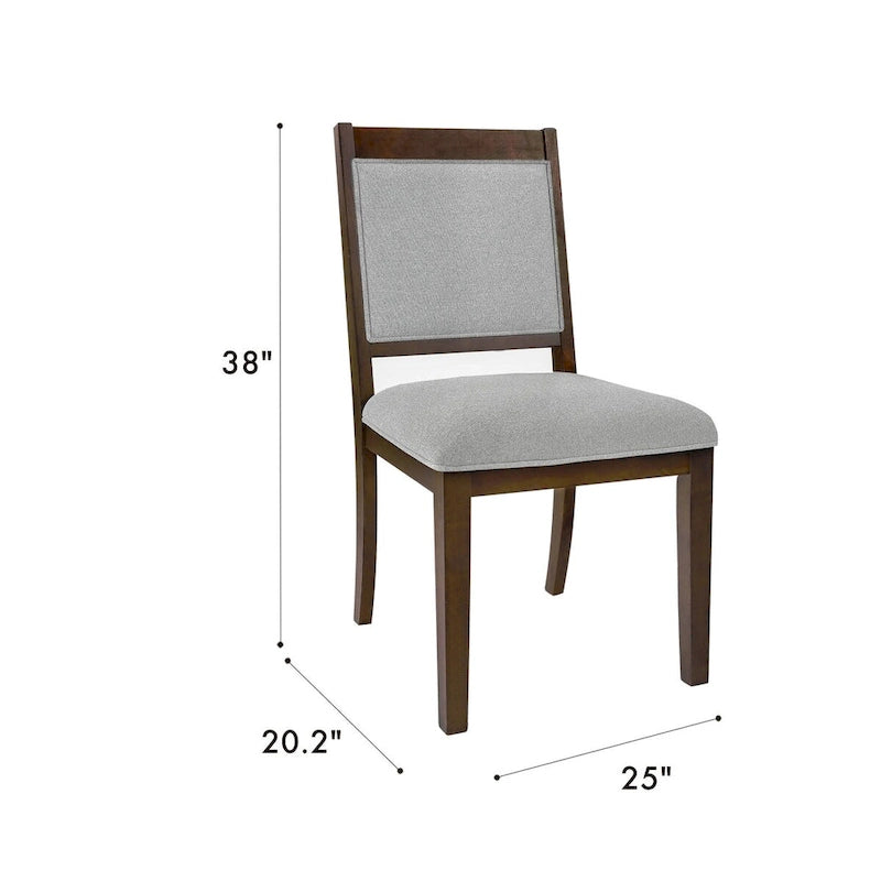 Chaise de salle à manger à dossier ouvert, tissage gris/neutre, lot de 2