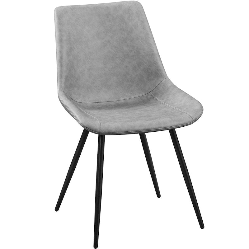 Lot de 2 chaises de salle à manger en similicuir avec pieds en métal – Gris / Marron / Noir