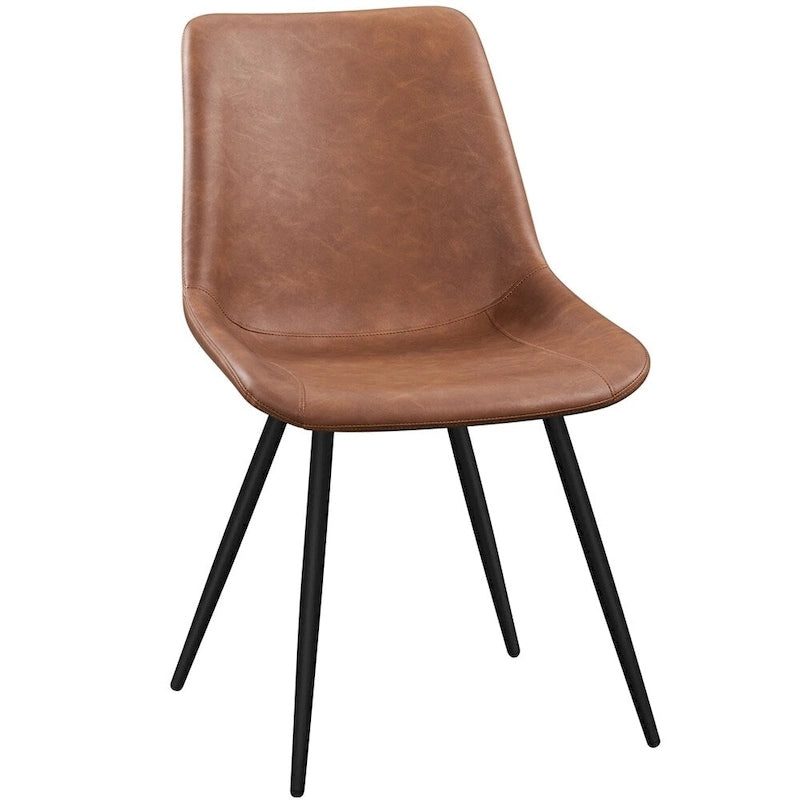 Lot de 2 chaises de salle à manger en similicuir avec pieds en métal – Gris / Marron / Noir