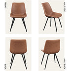 Lot de 2 chaises de salle à manger en similicuir avec pieds en métal – Gris / Marron / Noir