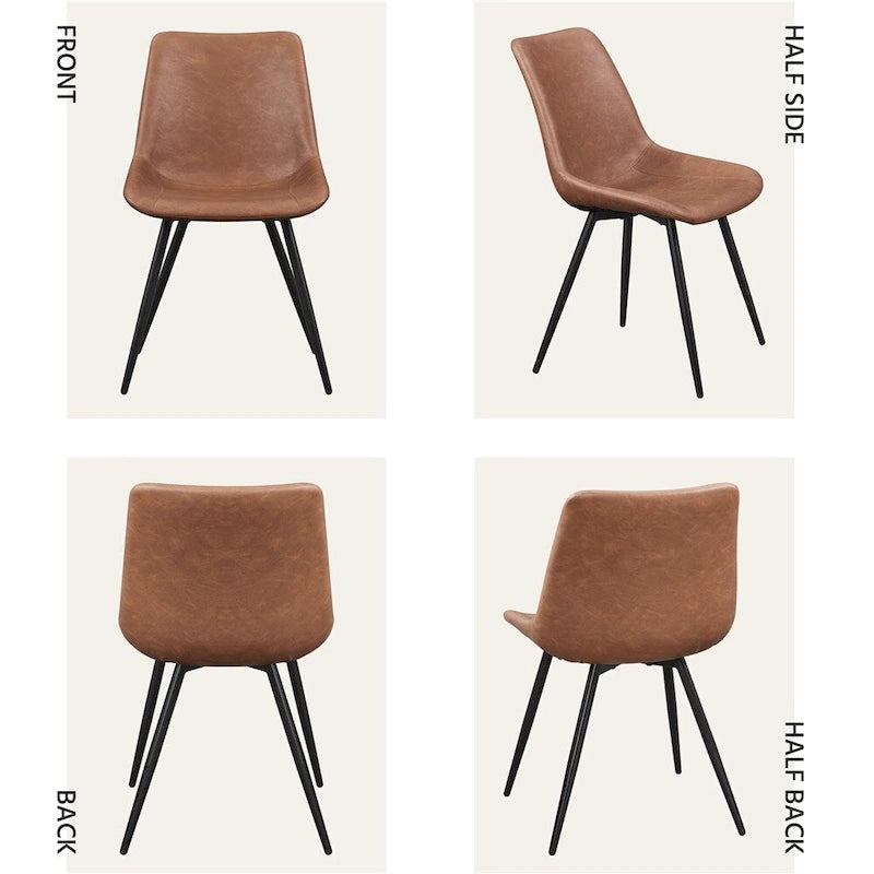 Lot de 2 chaises de salle à manger en similicuir avec pieds en métal – Gris / Marron / Noir