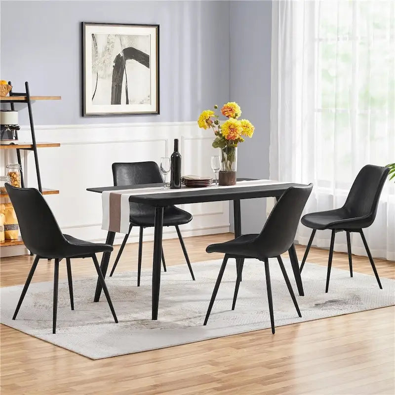 Lot de 2 chaises de salle à manger en similicuir avec pieds en métal – Gris / Marron / Noir
