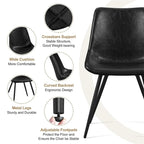 Lot de 2 chaises de salle à manger en similicuir avec pieds en métal – Gris / Marron / Noir
