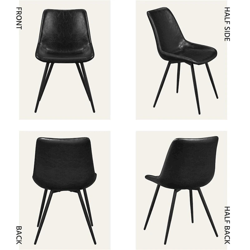 Lot de 2 chaises de salle à manger en similicuir avec pieds en métal – Gris / Marron / Noir