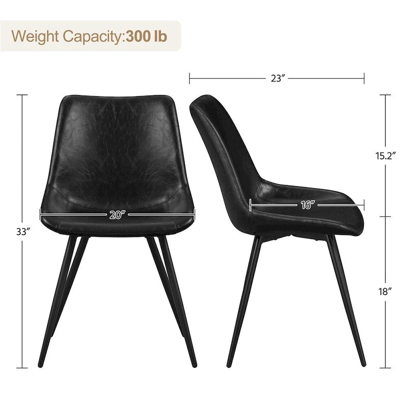 Lot de 2 chaises de salle à manger en similicuir avec pieds en métal – Gris / Marron / Noir