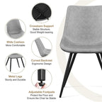 Lot de 2 chaises de salle à manger en similicuir avec pieds en métal – Gris / Marron / Noir