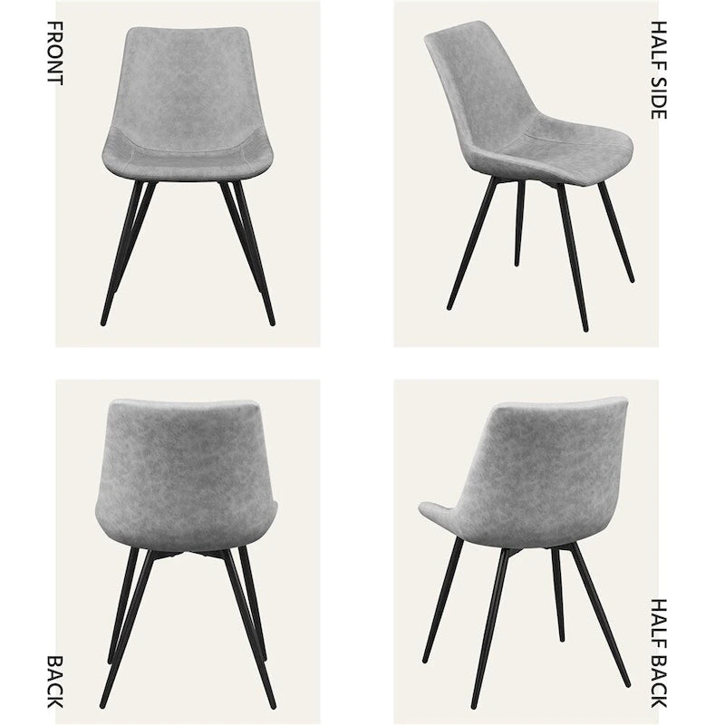 Lot de 2 chaises de salle à manger en similicuir avec pieds en métal – Gris / Marron / Noir