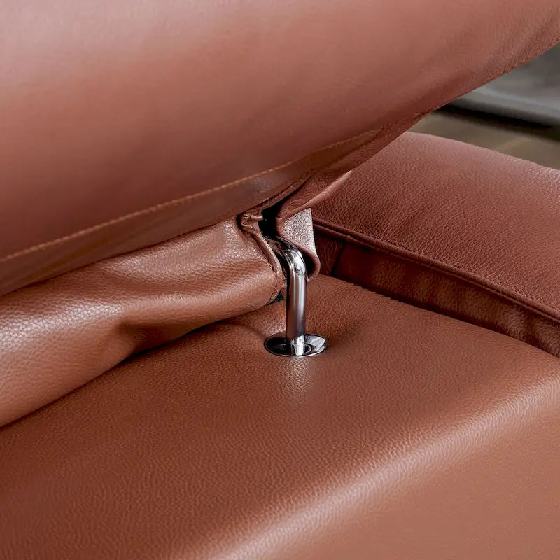 Canapé 3 places en cuir marron/bleu gris, motif ligne moderne