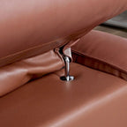 Canapé 3 places en cuir marron/bleu gris, motif ligne moderne