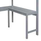 Lit mezzanine double avec bureau et étagère – Gris / Blanc – Convient pour 1 personne