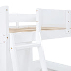 Lit mezzanine double avec bureau et étagère – Gris / Blanc – Convient pour 1 personne