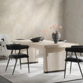 Table à manger en pin recyclé blanc/noir – Style moderne, 8 places