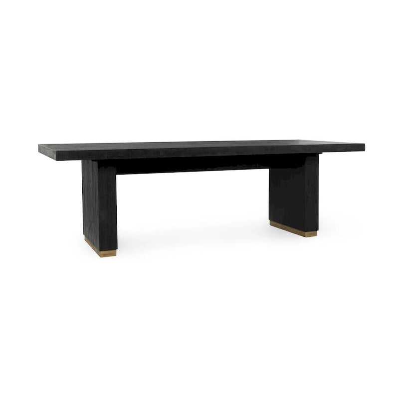Table à manger en pin recyclé blanc/noir – Style moderne, 8 places