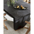 Table à manger en pin recyclé blanc/noir – Style moderne, 8 places
