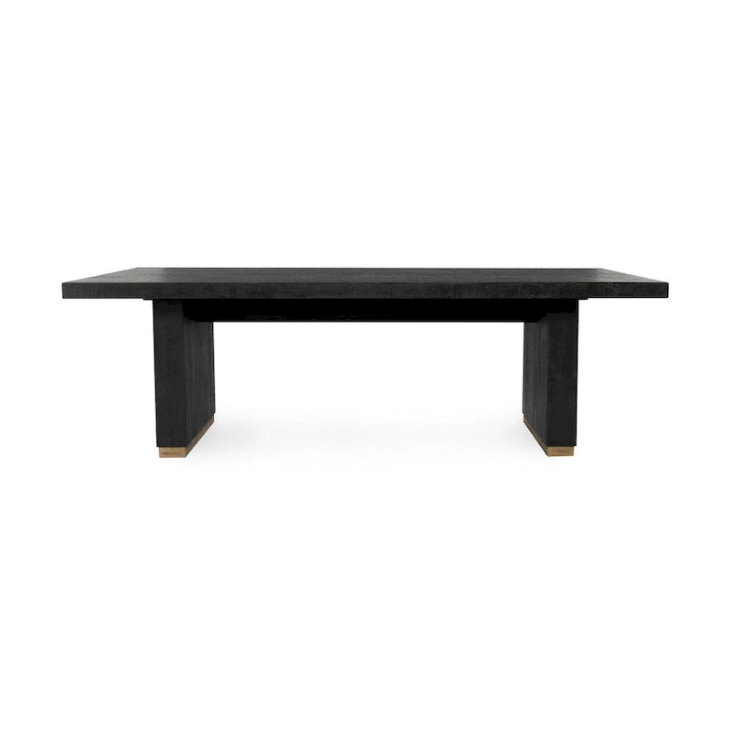 Table à manger en pin recyclé blanc/noir – Style moderne, 8 places