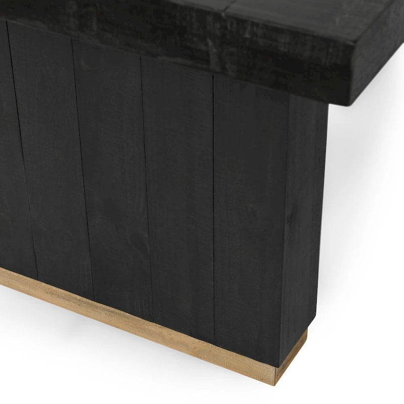 Table à manger en pin recyclé blanc/noir – Style moderne, 8 places