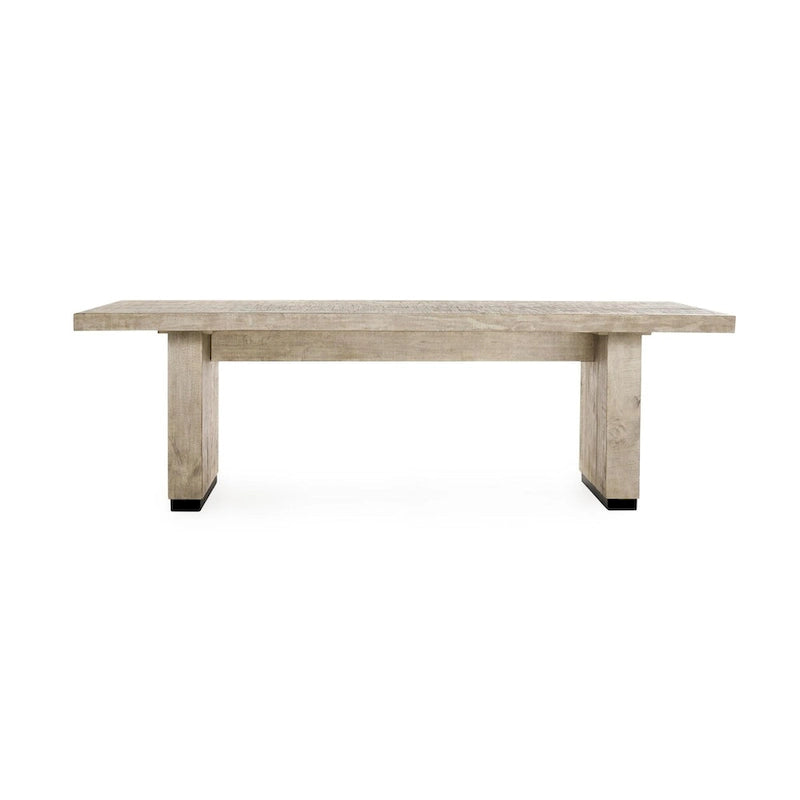Table à manger en pin recyclé blanc/noir – Style moderne, 8 places