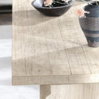 Table à manger en pin recyclé blanc/noir – Style moderne, 8 places