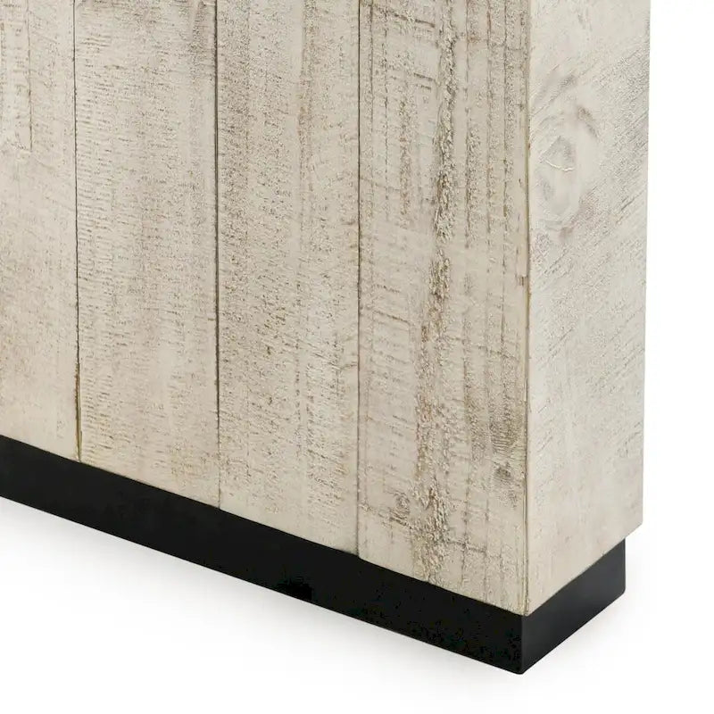 Table à manger en pin recyclé blanc/noir – Style moderne, 8 places