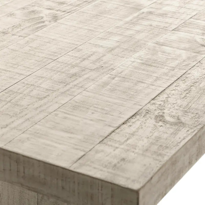 Table à manger en pin recyclé blanc/noir – Style moderne, 8 places