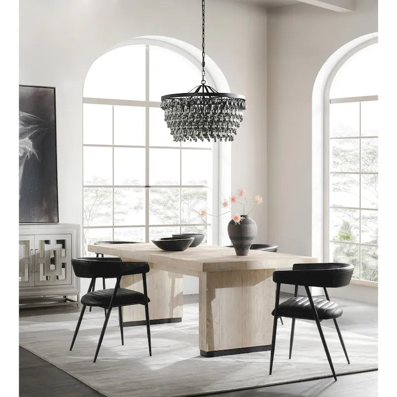 Table à manger en pin recyclé blanc/noir – Style moderne, 8 places