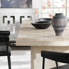 Table à manger en pin recyclé blanc/noir – Style moderne, 8 places