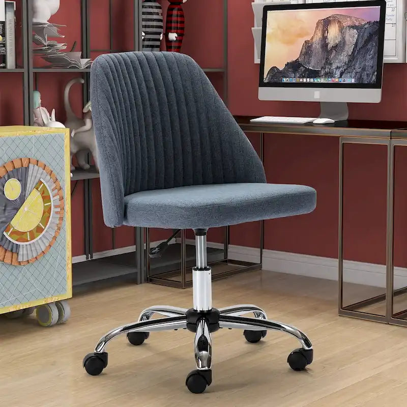Fauteuil de bureau pivotant sans accoudoirs, bleu/gris foncé, une place