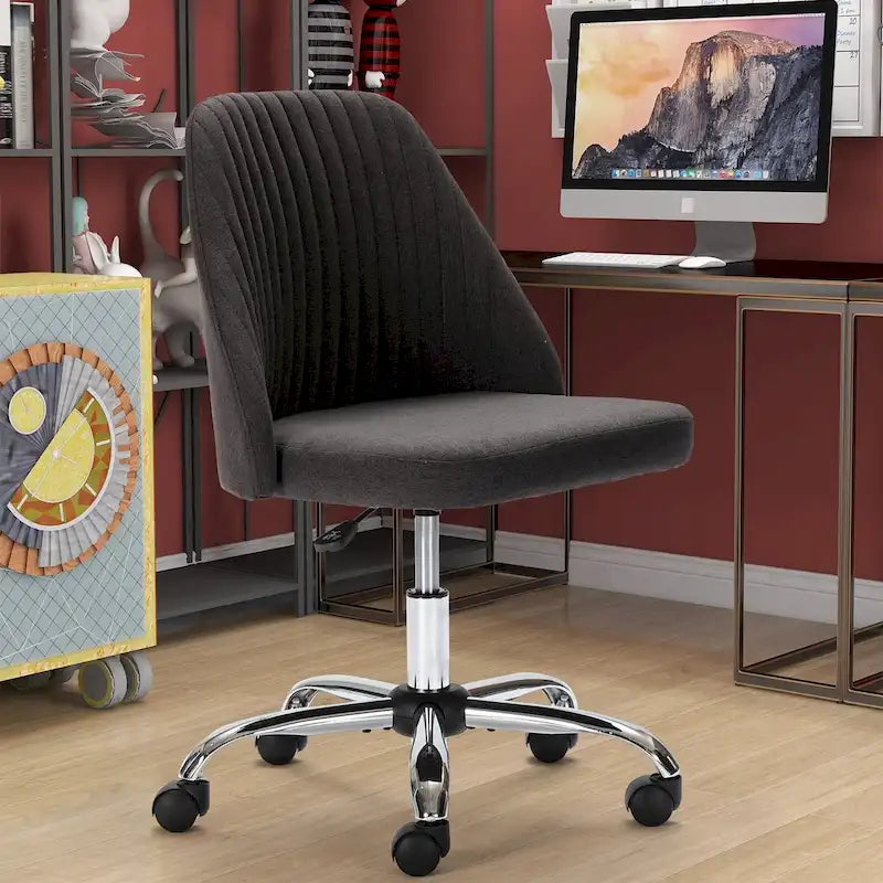 Fauteuil de bureau pivotant sans accoudoirs, bleu/gris foncé, une place