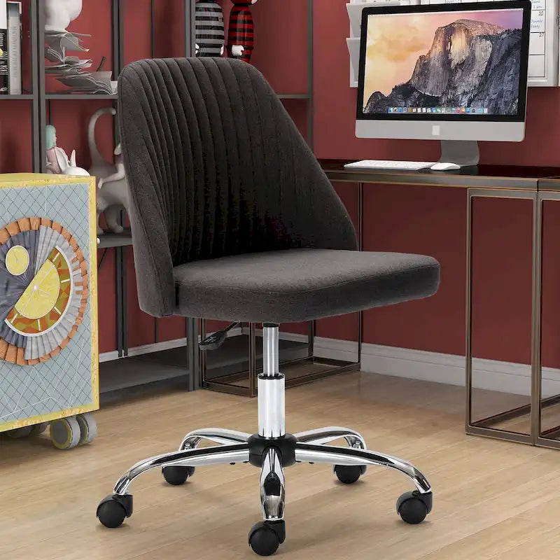 Fauteuil de bureau pivotant sans accoudoirs, bleu/gris foncé, une place
