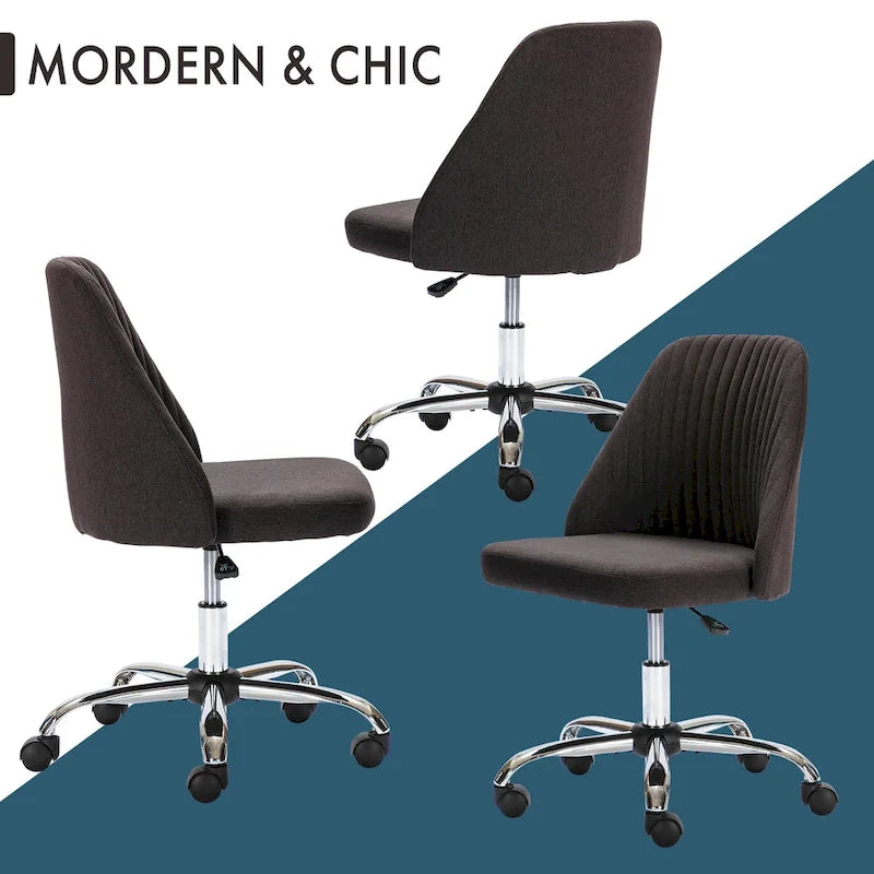 Fauteuil de bureau pivotant sans accoudoirs, bleu/gris foncé, une place