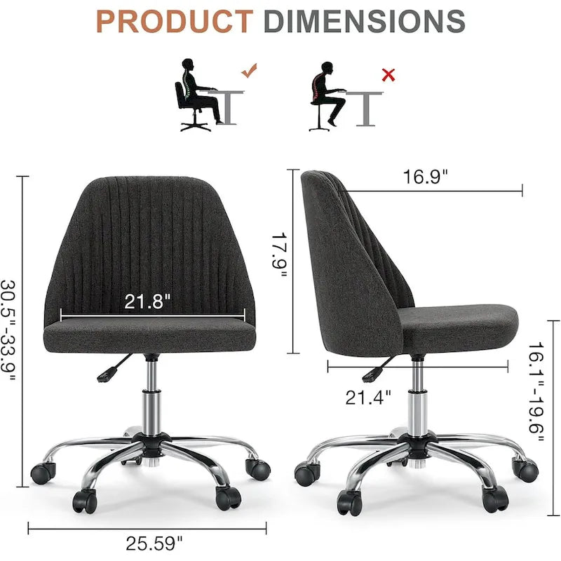 Fauteuil de bureau pivotant sans accoudoirs, bleu/gris foncé, une place