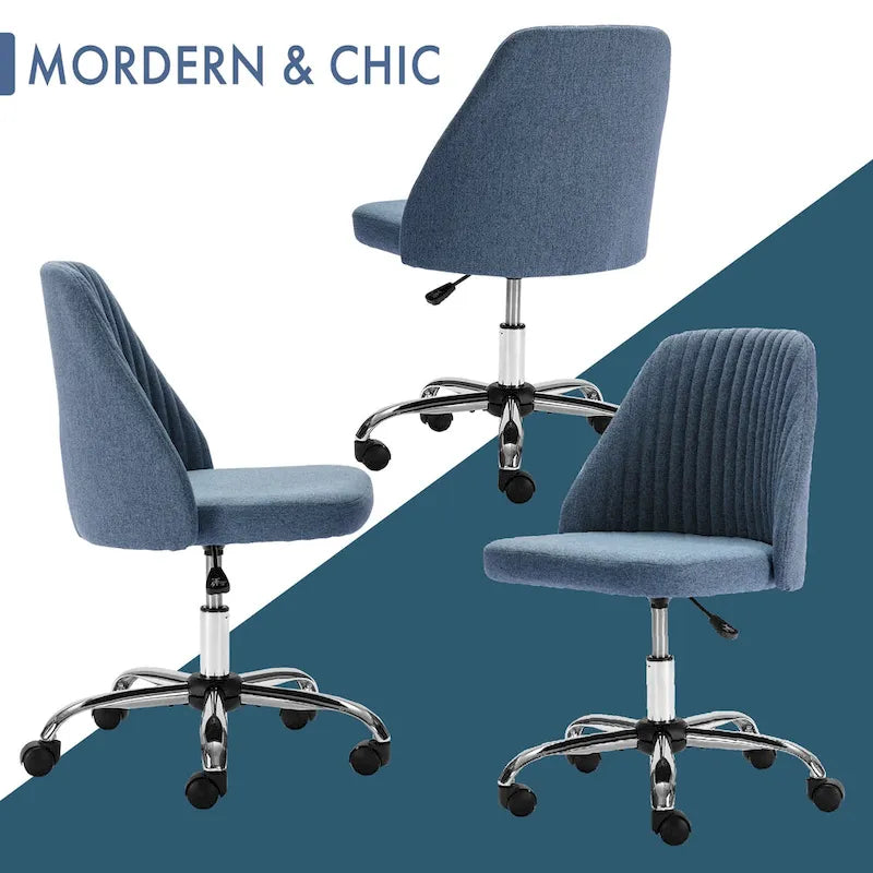 Fauteuil de bureau pivotant sans accoudoirs, bleu/gris foncé, une place