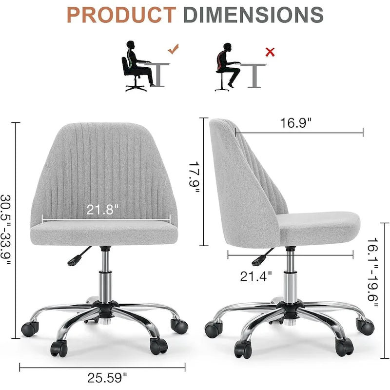 Fauteuil de bureau pivotant sans accoudoirs, bleu/gris foncé, une place