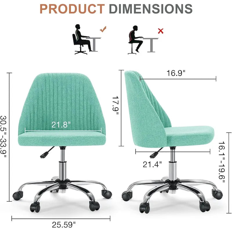 Fauteuil de bureau pivotant sans accoudoirs, bleu/gris foncé, une place