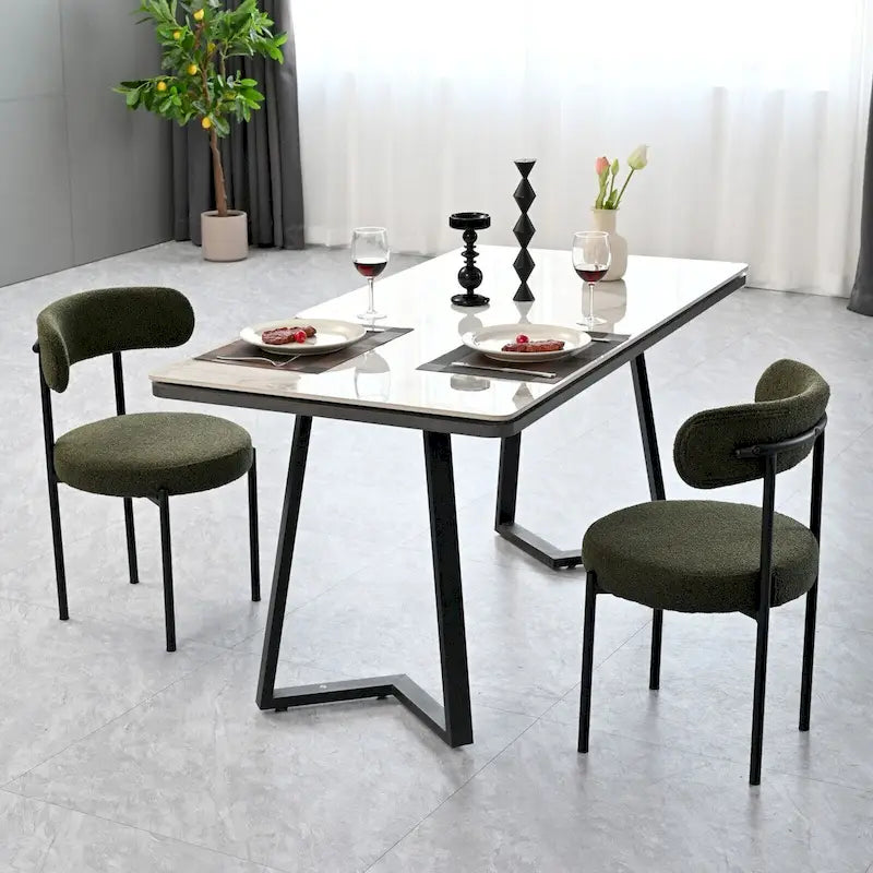 Chaises de salle à manger en velours vert/brun, modernes du milieu du siècle, lot de 2