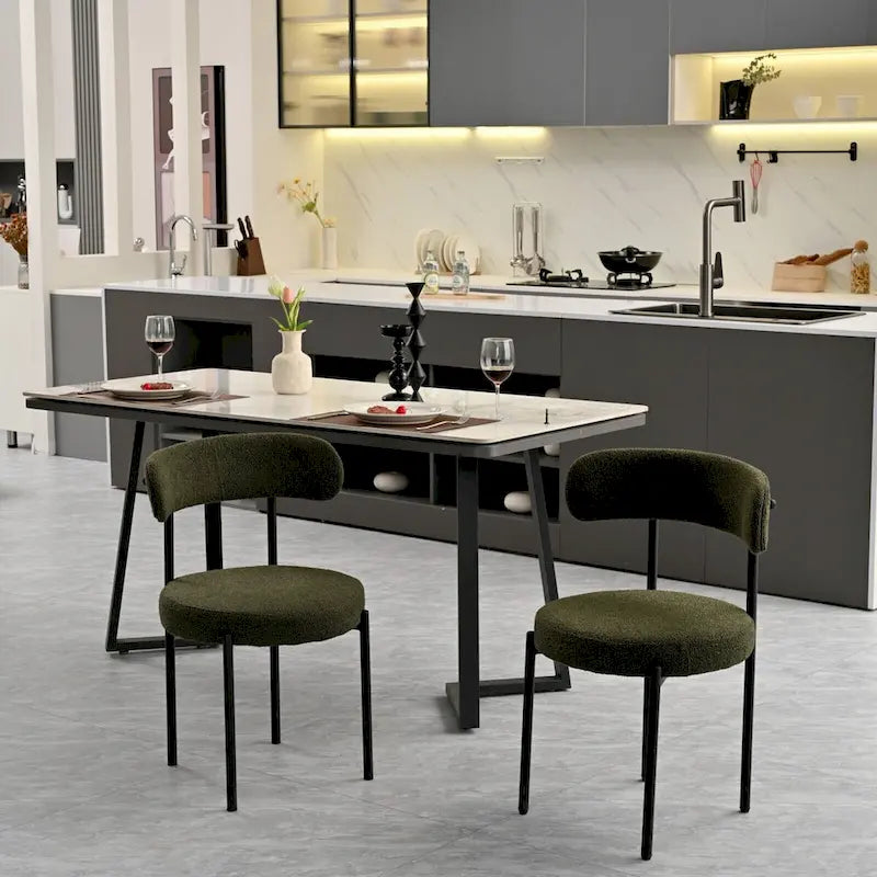 Chaises de salle à manger en velours vert/brun, modernes du milieu du siècle, lot de 2