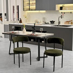 Chaises de salle à manger en velours vert/brun, modernes du milieu du siècle, lot de 2