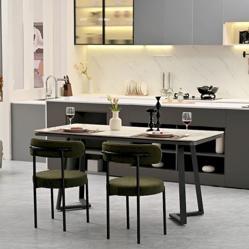 Chaises de salle à manger en velours vert/brun, modernes du milieu du siècle, lot de 2